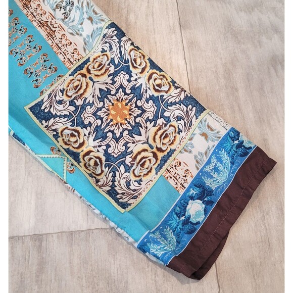 JOHNNY WAS Size PM Multicolored 100% Silk Floral Tunic V-Neck Bohemian Flowy - Picture 4 of 8